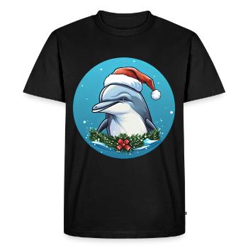 Noël dauphin - T-shirt Premium bio Homme - noir - Devant - Nico (187cm)