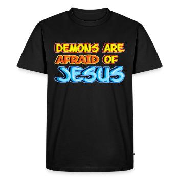 Jesus Christ Has Victory Over Demons - Men's Premium Organic T-Shirt - black - Front - Nico (187cm)