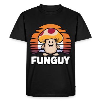 Dessin animé drôle Champignon Personnage Mec souriant - T-shirt Premium bio Homme - noir - Devant - Nico (187cm)