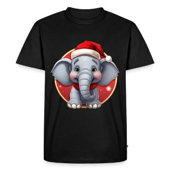Noël éléphant - T-shirt Premium bio Homme - noir - Devant - Nico (187cm)
