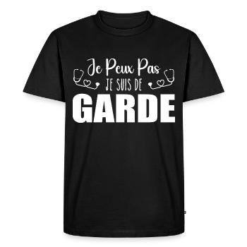 Je Peux Pas Je Suis De Garde Drôle Infirmier - T-shirt Premium bio Homme - noir - Devant - Nico (187cm)