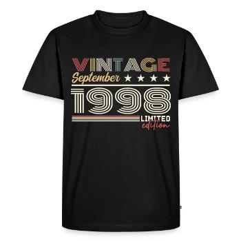 Vintage Septembre 1998 Septembre 1998 September - T-shirt Premium bio Homme - noir - Devant - Nico (187cm)