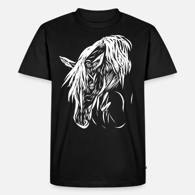 Pferd - Männer Premium Bio T-Shirt - Schwarz
