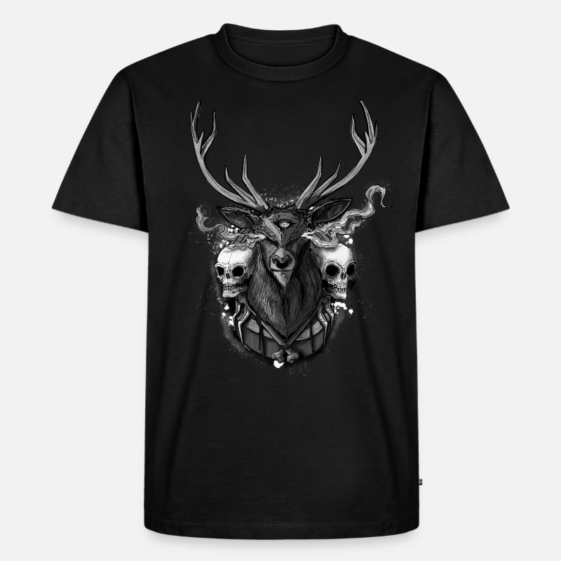 Hirsch - BONE SQL PRY - Männer Premium Bio T-Shirt - Schwarz