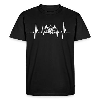 Fire brigade heartbeat firefighter - Men's Premium Organic T-Shirt - black - Front - Nico (187cm)