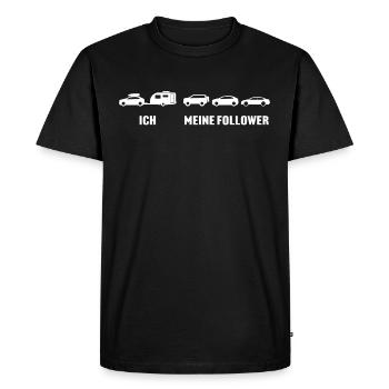 Wohnwagen camping ich meine follower - Männer Premium Bio T-Shirt - Schwarz - Vorne - Nico (187cm)