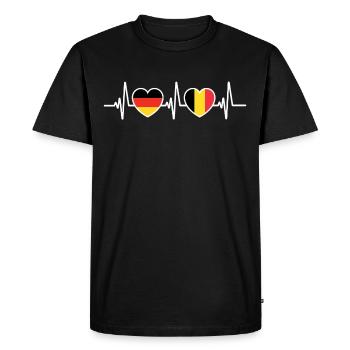 Allemagne et Belgique Drapeaux belges Patriot - T-shirt Premium bio Homme - noir - Devant - Nico (187cm)