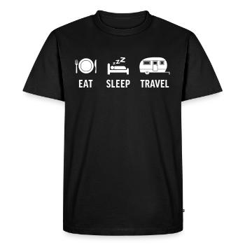 eat sleep travel caravan camping camper - Men's Premium Organic T-Shirt - black - Front - Nico (187cm)