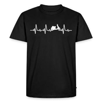 Motorroller Herzschlag rollerfahren scooter moped - Männer Premium Bio T-Shirt - Schwarz - Vorne - Nico (187cm)