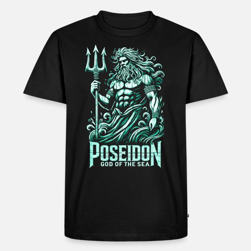 Poseidon - Gott der Meere - Männer Premium Bio T-Shirt - Schwarz