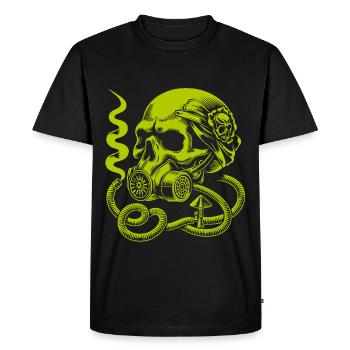 Whimsical Skull with Gas Mask - Men's Premium Organic T-Shirt - black - Front - Nico (187cm)