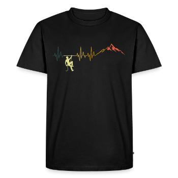 Retro Climbing Heartbeat Mountains Climber ECG - Men's Premium Organic T-Shirt - black - Front - Nico (187cm)