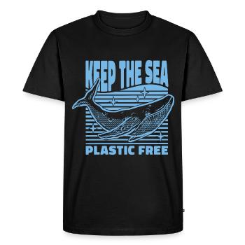 Gardez la mer sans plastique Environnement de baleine Mer - T-shirt Premium bio Homme - noir - Devant - Nico (187cm)