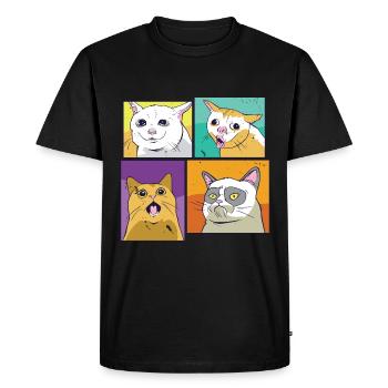 Meme cats - Men's Premium Organic T-Shirt - black - Front - Nico (187cm)