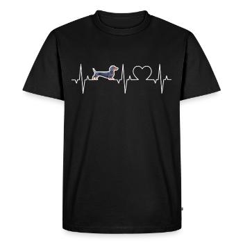 Teckel Heartbeat ECG Teckel Pouls Chien Teckel - T-shirt Premium bio Homme - noir - Devant - Nico (187cm)