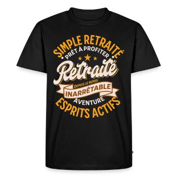 "Unstoppable Retirement – Adventure and Freedom" - Men's Premium Organic T-Shirt - black - Front - Nico (187cm)