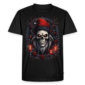 Gothic Weihnachtsschädel Weihnachtsmann Totenschädel dunkel - Männer Premium Bio T-Shirt - Schwarz - Vorne - Nico (187cm)