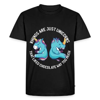 Blague de cadeau de chocolat drôle de rhinocéros Licorne - T-shirt Premium bio Homme - noir - Devant - Nico (187cm)