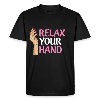 Manucure de salon de manucure dicta pour une styliste de clous - T-shirt Premium bio Homme - noir - Devant - Nico (187cm)