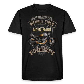 Vieille motocyclette cool motard disant - T-shirt Premium bio Homme - noir - Devant - Nico (187cm)