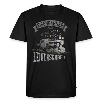 Eisenbahn Eisenbahner aus Leidenschaft - Männer Premium Bio T-Shirt - Schwarz - Vorne - Nico (187cm)