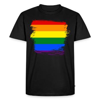 Drapeau arc-en-ciel LGBT - T-shirt Premium bio Homme - noir - Devant - Nico (187cm)