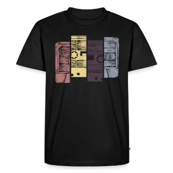 Cassette de musique rétro Sketch Vintage Audio - T-shirt Premium bio Homme - noir - Devant - Nico (187cm)