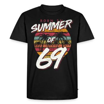 50 anniversaire T-shirt Summer of 69 Cadeau Maman - T-shirt Premium bio Homme - noir - Devant - Nico (187cm)