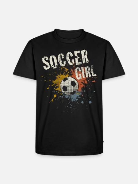 Fußball Mädchen - Männer Premium Bio T-Shirt - Schwarz