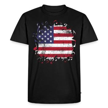 Musique drapeau USA - T-shirt Premium bio Homme - noir - Devant - Nico (187cm)