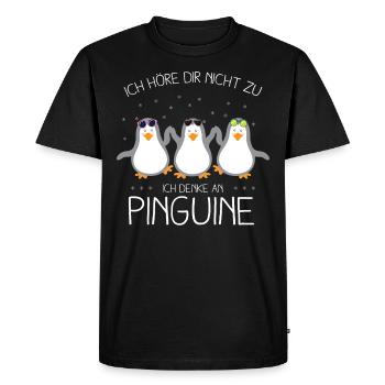 Ne t’écoute pas Penser aux Pingouins Zoo Cadeau - T-shirt Premium bio Homme - noir - Devant - Nico (187cm)