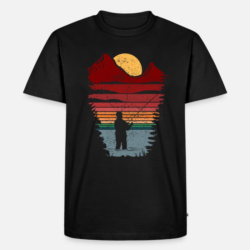 Fliegenfischen Herzfrequenz - Männer Premium Bio T-Shirt - Schwarz