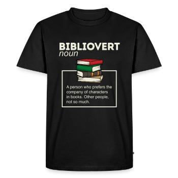 Bibliovert Livres Humour Lecteurs Rat de bibliothèque Humour - T-shirt Premium bio Homme - noir - Devant - Nico (187cm)