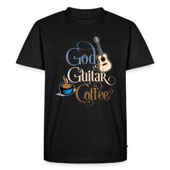God Guitar Coffee - Men's Premium Organic T-Shirt - black - Front - Nico (187cm)