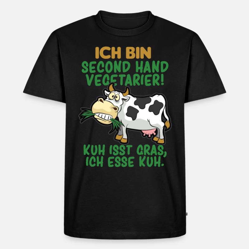 SECOND HAND VEGETARIER FLEISCHESSER HUMOR - Männer Premium Bio T-Shirt - Schwarz