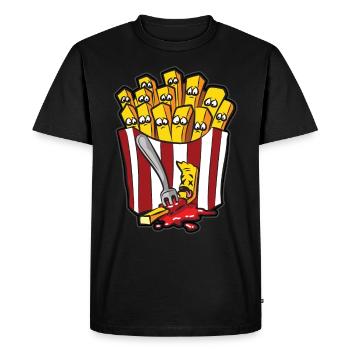 POMMES KETCHUP HUMOUR frites humour comique de bande dessinée - T-shirt Premium bio Homme - noir - Devant - Nico (187cm)