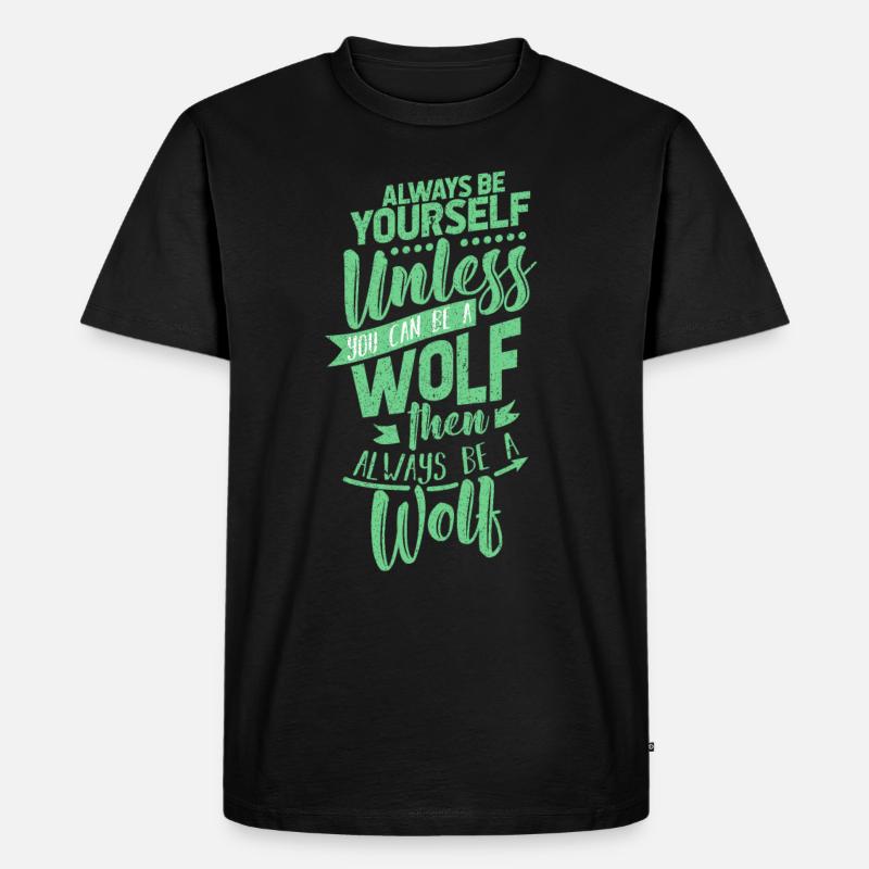 Wolf - Männer Premium Bio T-Shirt - Schwarz