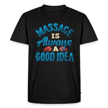 massage - Men's Premium Organic T-Shirt - black - Front - Nico (187cm)