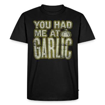 garlic - Men's Premium Organic T-Shirt - black - Front - Nico (187cm)