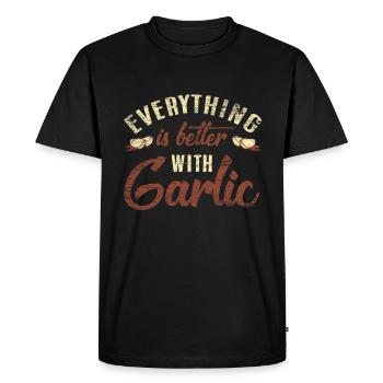 garlic - Men's Premium Organic T-Shirt - black - Front - Nico (187cm)