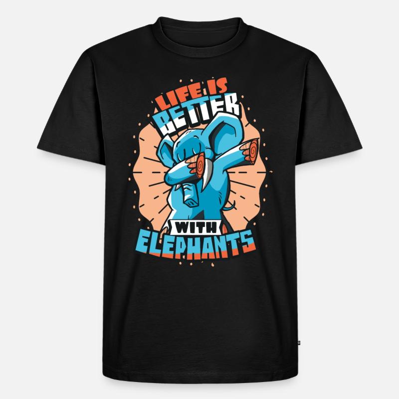Elefant - Männer Premium Bio T-Shirt - Schwarz