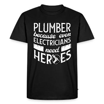 Installateur plombier - T-shirt Premium bio Homme - noir - Devant - Nico (187cm)
