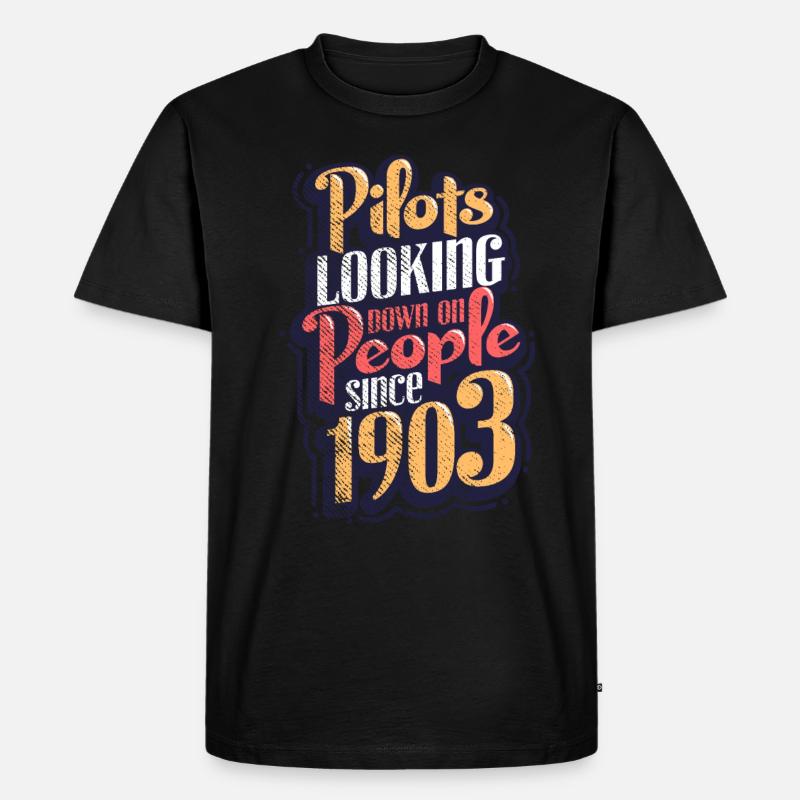 Pilot - Männer Premium Bio T-Shirt - Schwarz
