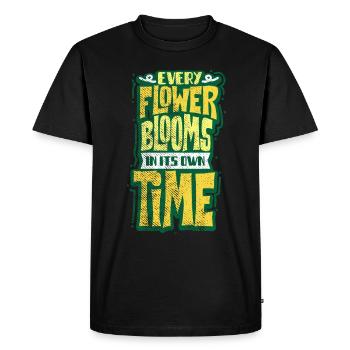 Flowers saying - Men's Premium Organic T-Shirt - black - Front - Nico (187cm)
