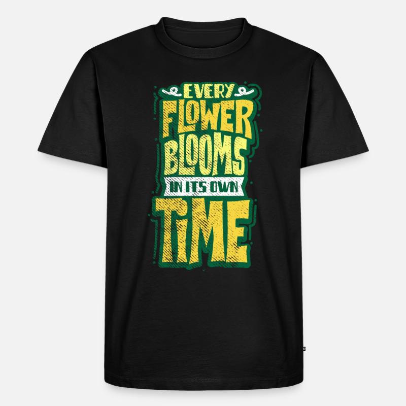 Blumen Spruch - Männer Premium Bio T-Shirt - Schwarz