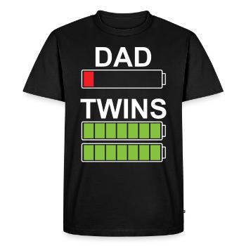 Dad Twins father of twins saying Papa - Men's Premium Organic T-Shirt - black - Front - Nico (187cm)