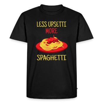 Moins d'upsetti plus de spaghetti tshirt drôle de pâtes - T-shirt Premium bio Homme - noir - Devant - Nico (187cm)