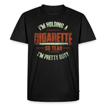 Fumeur de cigarette - T-shirt Premium bio Homme - noir - Devant - Nico (187cm)