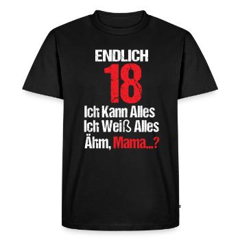 Endlich 18 Geburtstag Ich kann Alles ich weiß alle - Männer Premium Bio T-Shirt - Schwarz - Vorne - Nico (187cm)