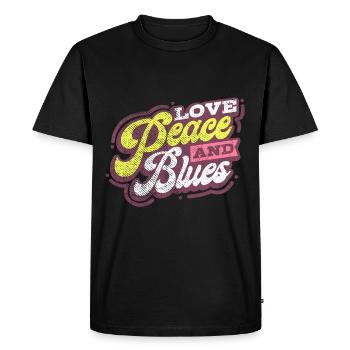 Love Peace and Blues Music - Men's Premium Organic T-Shirt - black - Front - Nico (187cm)